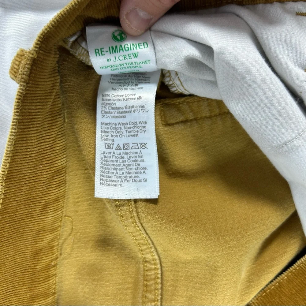 J.‎ Crew Women’s Golden Mustard Corduroy Flat Front Pants, size 30